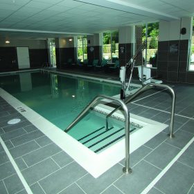 Commercial White hotel pool - National Pools of Roanoke