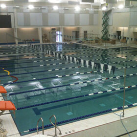 High school competition pool finished with Diamond Brite Oyster Quartz